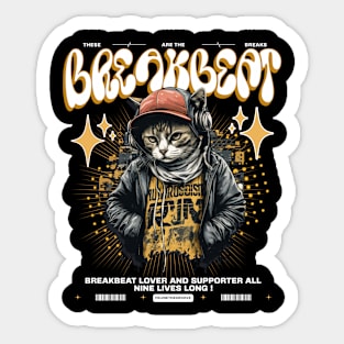 BREAKBEAT  - Urban Headphone Cat (white/tan) Sticker